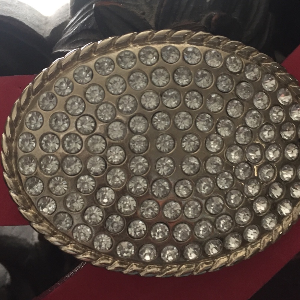 Ladies Pink Rhinestone Belt - Picture 2 of 4